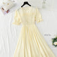 Robe en coton et lin Robe slim rétro française 4884