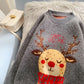 Pull de Noël en forme d'élan pour femme, haut épais 4919