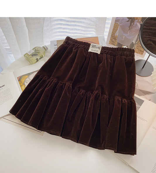 New Korean fashion age reducing pleated pleated high waist skirt  5477