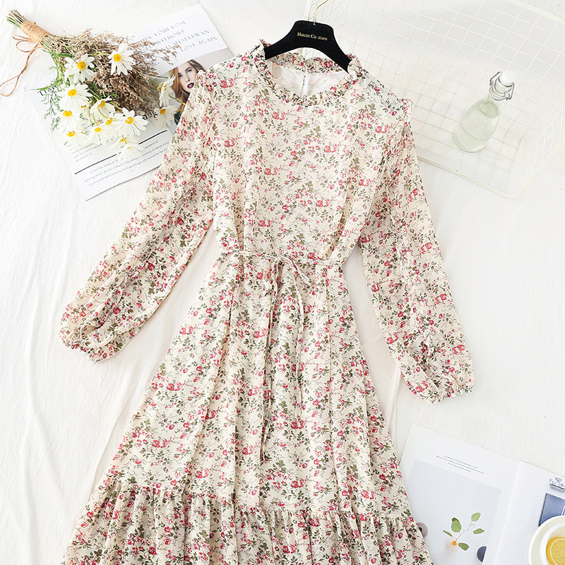 New women's lace up Ruffle Floral Dress  4822