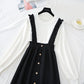 Nouvelle robe en laine française à bretelles fausses deux pièces de petite taille parfumée 3904