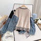 Pull à manches en denim cousues, haut de niche 4923