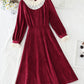 Robe en velours à col en dentelle Retro High Size slim 4795