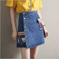 Jupe en jean Jupe trapèze, nouveau style, jupe taille haute, jupe brodée vintage 3607