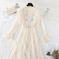 Robe tricotée à mailles brodées pour femme au tempérament fin 4092