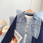 Manteau pull en denim cousu, modèle femme, polyvalent 5241