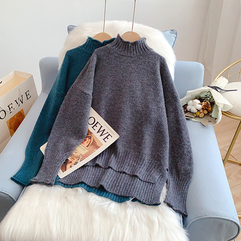 High neck sweater design sense of minority sweater top  5228