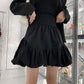 Splicing bubble flower bud cloud skirt, spring skirt, high waist A-line skirt  3666