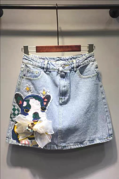 High waist jeans skirt, new style, big size, chic, versatile, A line skirt  3559