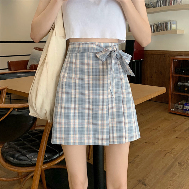 Bowknot skirt, A-line skirt with high waist, summer irregular skirt, hip wrap skirt  3610