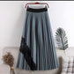 Nouveau style, taille haute, grande balançoire, taille élastique, jupe mi-longue plissée en dentelle épissée 3624