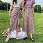 Midi floral skirt, new style, high waist, drawstring fishtail A-line skirt  3652