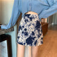 Jupe de peinture à l'huile, nouveau style, taille haute, jupe courte, jupe fesse, jupe trapèze fendue 3558