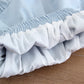 Jupe en coton et lin, jupe plissée taille haute, jupe à volants épissés 3580
