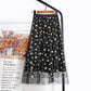 Neuer Stil, Doppelmaschen, Daisy Rock in A-Linie mit hoher Taille, mittellanger Rock 3589