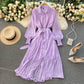Fashionable A Line Polka Dot Long Sleeve Dress Fashion Dress  10924