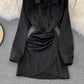 Robe chemise irrégulière à manches longues à la mode 10828