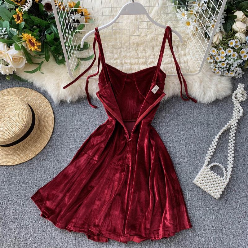 Cute Velvet Short A Line Dress Fashion Dress  10789